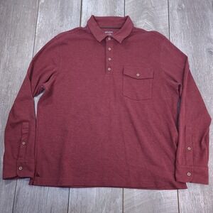 UNTUCKit Polo Shirt Mens XL Burgundy Matthieu Long Sleeve Pocket Preppy Top